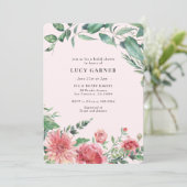 Rosa Grünes Brautparty Einladung (Stehend Vorderseite)
