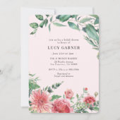 Rosa Grünes Brautparty Einladung (Vorderseite)
