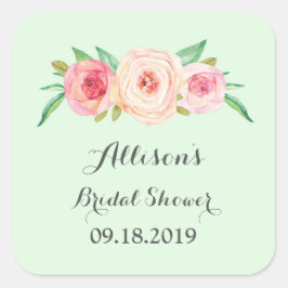 Rosa grünes Brautparty - Gefälligkeitstempel Quadratischer Aufkleber