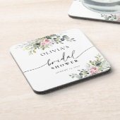 Rosa grünes Brautparty Getränk Getränkeuntersetzer (Linke Seite)