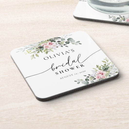 Rosa grünes Brautparty Getränk Getränkeuntersetzer (Linke Seite)