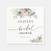 Rosa Grünes Brautparty Napkins Serviette (Vorderseite)