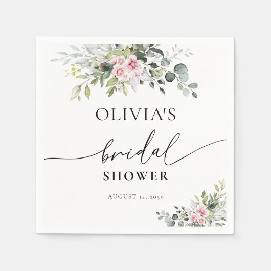 Rosa Grünes Brautparty Napkins Serviette (Vorderseite)