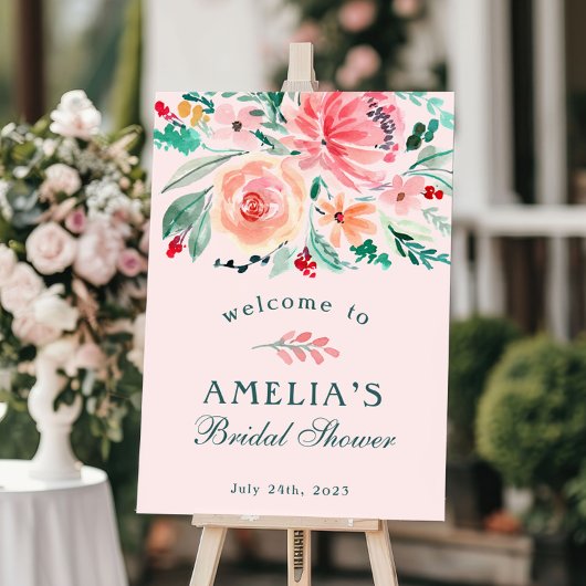 Rosa grünes Brautparty Poster