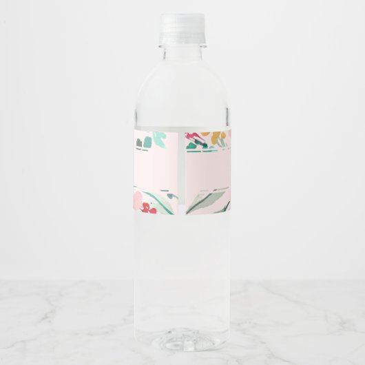 Rosa grünes Brautparty Wasserflaschenetikett (Rückseite)