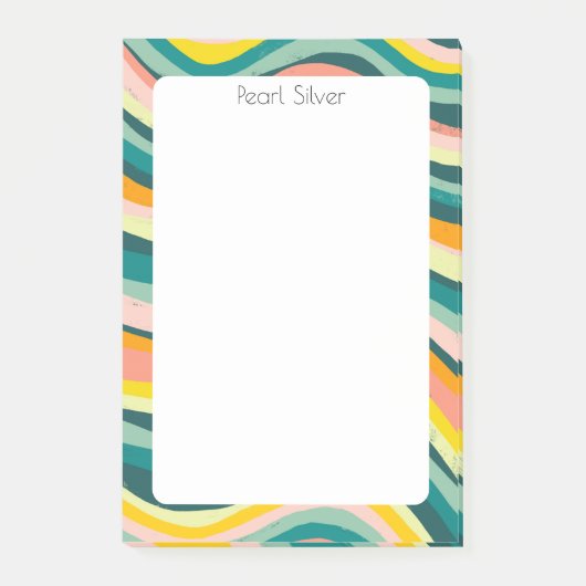 Rosa grünes CUSTOM Chic Monogram Personalisiert Post-it Klebezettel (Vorderseite)