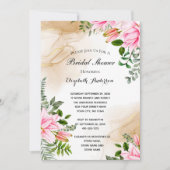 Rosa Grünes goldfarbenes Brautparty Einladung (Vorderseite)