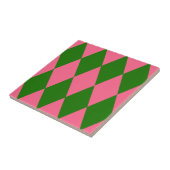 Rosa grünes Harlekin-Karo-Design Fliese (Seite)