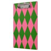 Rosa grünes Harlekin-Karo-Design Klemmbrett (Links)