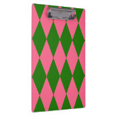 Rosa grünes Harlekin-Karo-Design Klemmbrett (Rechts)
