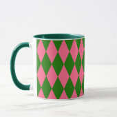 Rosa grünes Harlekin-Karuomuster Tasse (Links)