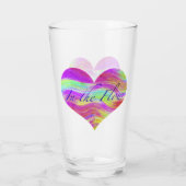 Rosa grünes Herz Glas (Rückseite)