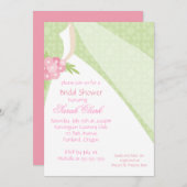 Rosa grünes Hochzeitskleid Brautparty Einladung (Vorne/Hinten)