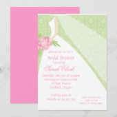 Rosa grünes Hochzeitskleid Brautparty Einladung (Vorne/Hinten)