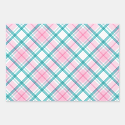 Rosa Grünes modernes Muster Geschenkpapier Set (Vorderseite 3)