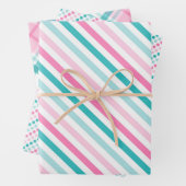 Rosa Grünes modernes Muster Geschenkpapier Set (Beispiel)