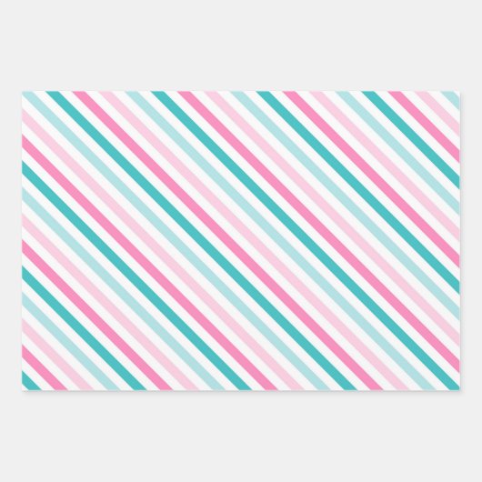 Rosa Grünes modernes Muster Geschenkpapier Set (Vorderseite)