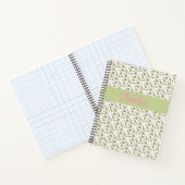 Rosa grünes Muster Aquarell Blume Notebook Notizblock (Innenseite)