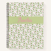 Rosa grünes Muster Aquarell Blume Notebook Notizblock (Vorderseite)