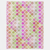 Rosa grünes Orangenmosaikdesign Fleecedecke (Vorderseite)
