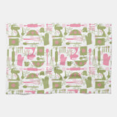 Rosa grünes Retro-Backen Geschirrtuch (Horizontal)