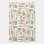 Rosa grünes Retro-Backen Geschirrtuch (Vertikal)