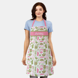 Rosa grünes Retro-Backen Schürze