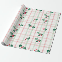 Rosa grünes Retro Weihnachtswrapping Paper Geschenkpapier