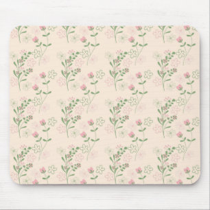 Rosa grünes Retro-Y2K 70er-Blumenmuster Mousepad