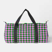 Rosa grünes Schachbrett Diamantmuster Duffle Bag (Vorderseite)
