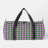 Rosa grünes Schachbrett Diamantmuster Duffle Bag (Rückseite)