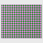 Rosa grünes Schachbrett Diamantmuster Geschenkpapier (Flach)