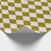 Rosa grünes Schachbrett Diamantmuster Geschenkpapier (Ecke)