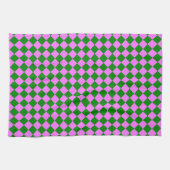 Rosa grünes Schachbrett Diamantmuster Geschirrtuch (Horizontal)