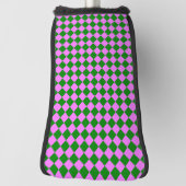 Rosa grünes Schachbrett Diamantmuster Golf Headcover (Rotieren 90)