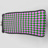 Rosa grünes Schachbrett Diamantmuster Golf Headcover (Vorderseite)