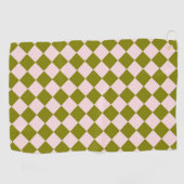 Rosa grünes Schachbrett Diamantmuster Golfhandtuch (Horizontal)