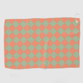 Rosa grünes Schachbrett Diamantmuster Golfhandtuch (Horizontal)