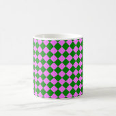 Rosa grünes Schachbrett Diamantmuster Kaffeetasse (Mittel)