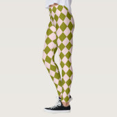 Rosa grünes Schachbrett Diamantmuster Leggings (Links)