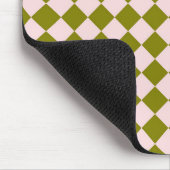 Rosa grünes Schachbrett-Diamantmuster Mousepad (Ecke)