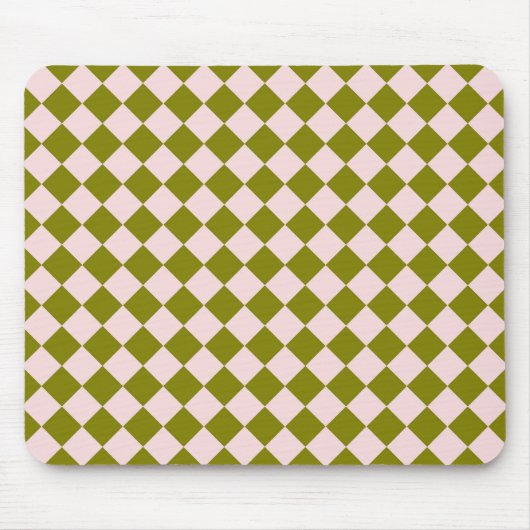 Rosa grünes Schachbrett-Diamantmuster Mousepad (Vorne)