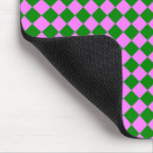 Rosa grünes Schachbrett Diamantmuster Mousepad (Ecke)