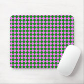 Rosa grünes Schachbrett Diamantmuster Mousepad (Mit Mouse)