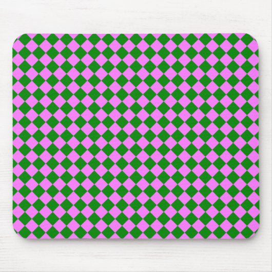 Rosa grünes Schachbrett Diamantmuster Mousepad (Vorne)
