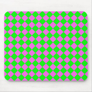 Rosa grünes Schachbrett Diamantmuster Mousepad