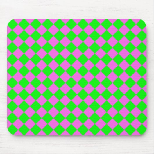 Rosa grünes Schachbrett Diamantmuster Mousepad (Vorne)