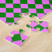 Rosa grünes Schachbrett Diamantmuster Puzzle (Seite)