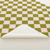 Rosa grünes Schachbrett Diamantmuster Sherpadecke (3/4)