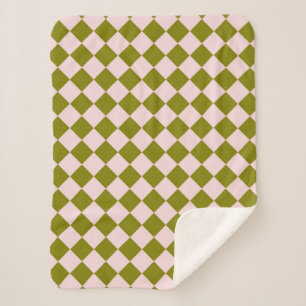Rosa grünes Schachbrett Diamantmuster Sherpadecke
